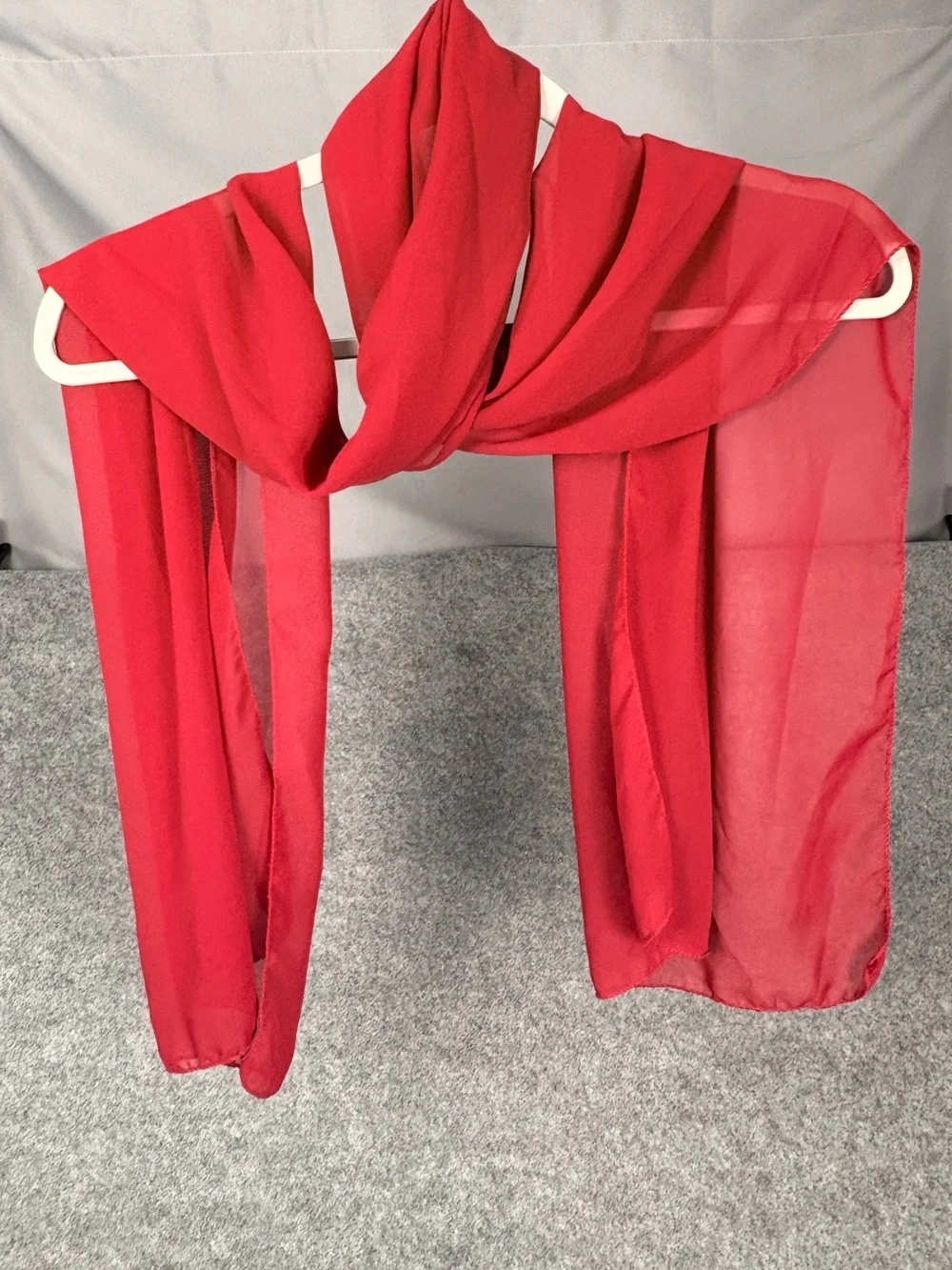 Red Sheer Chiffon Evening Wrap Shawl Scarf 70”